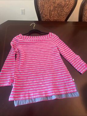 Talbots Striped Red and Gray Boatneck Women’s Top